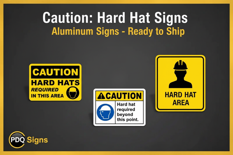 Caution Hard Hat Signs Banner