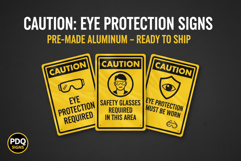 Caution: Eye Protection Signs Banner