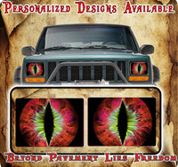 red and green Eye decals for YJ or 5x7 headlights