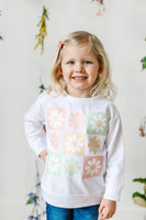 3x3 Checker Board Flowers - Child Sweater