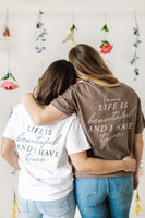 Flower Diamond (Pocket Front) w/ Actually Life is Beautiful and I Have Time (Back) - Comfort Colors Tee