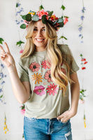 3x3 Spring Flowers - Comfort Colors Tee
