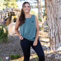 Embroidered Pine Trees (on front) / Printed The Great Outdoors (on back) - Spruce Comfort Colors TANK