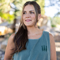 Embroidered Pine Trees (on front) / Printed The Great Outdoors (on back) - Spruce Comfort Colors TANK