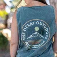 Embroidered Pine Trees (on front) / Printed The Great Outdoors (on back) - Spruce Comfort Colors TANK