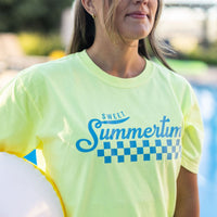 Sweet Summertime (on front) / Let the Good Times Roll (on back) - Neon Lemon Comfort Colors Tee