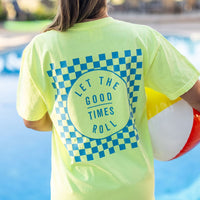 Sweet Summertime (on front) / Let the Good Times Roll (on back) - Neon Lemon Comfort Colors Tee