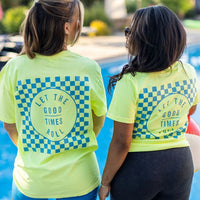 Sweet Summertime (on front) / Let the Good Times Roll (on back) - Neon Lemon Comfort Colors Tee