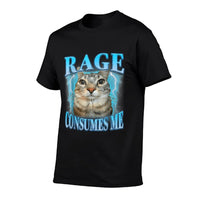 Rage Consumes Me Funny Silly Staring Cat Meme Women Men  Moisture-wicking T-Shirt
