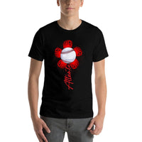 Cute Flower Atlanta Retro Baseball Lover Game Day  Rolled Sleeves T-Shirt