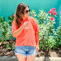Sunshine State of Mind (center) / Enjoying That with Palm Trees (on back) - Neon Cantaloupe Comfort Colors Tee