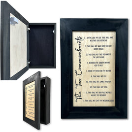 Ten Commandments Religious Gun Concealment Furniture - Handcrafted Hidden Gun Storage Wall Decor - Hidden Gun Shelf with Magnetic Lock for Quick Access - Made in the USA