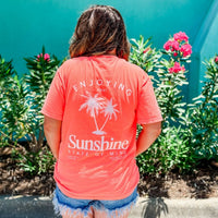 Sunshine State of Mind (center) / Enjoying That with Palm Trees (on back) - Neon Cantaloupe Comfort Colors Tee