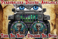 Skeleton stained glass round headlight decals 12