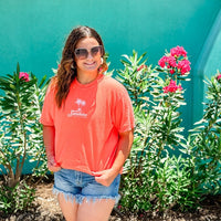 Sunshine State of Mind (center) / Enjoying That with Palm Trees (on back) - Neon Cantaloupe Comfort Colors Tee
