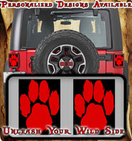 Red paw print Taillight cover decal 10
