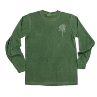 Embroidered LONG SLEEVE Comfort Colors Tee - 1 Birth Flower w/ White Thread (pocket)