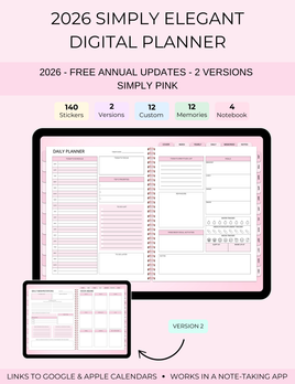2026 Simply Elegant Digital Planner in Pink