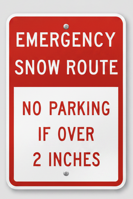 Emergency Snow Route No Parking If Over 2 Inches Sign