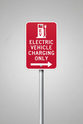 Electric Vehicle Charging Only Sign - Right Arrow