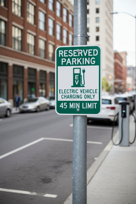 Reserved Parking 45 Min Electric Vehicle Charging Sign