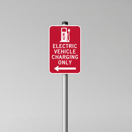 Electric Vehicle Charging Only Sign - Left Arrow
