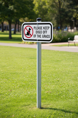 Please Keep Dogs Off Of The Grass Sign
