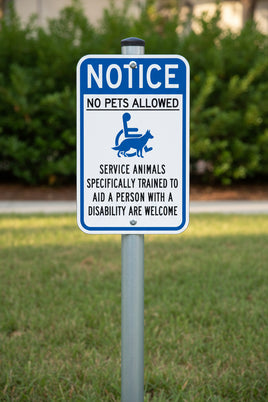 Notice No Pets Allowed Service Animals Are Welcome Sign