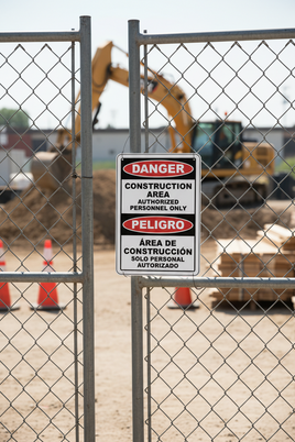 Bilingual Danger Construction Personnel Only Sign