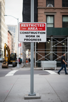 Restricted Area Construction Work In Progress Sign