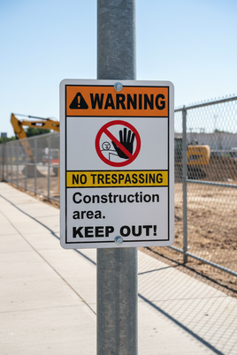 Warning Construction Area Keep Out Sign