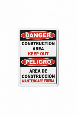 Bilingual Construction Area Keep Out Red Sign
