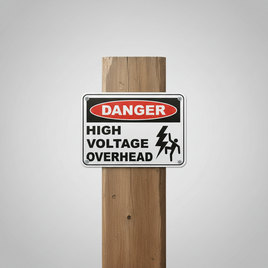 Danger High Voltage Overhead Sign