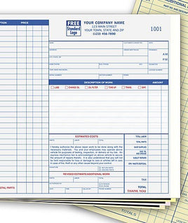 Garage Repair Orders - Large With Side-Stub And Carbons