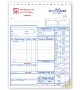 Service Orders, HVAC, W/Checklist, Large Format
 Size: 8 1/2 x 11"