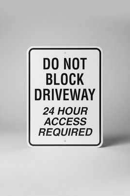 Do Not Block Driveway Sign
