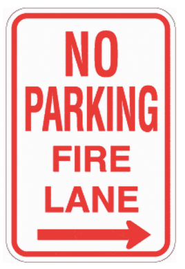 No Parking Fire Lane Right   Sign - 12x18