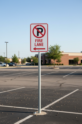 No Parking Fire Lane Left Symbol Sign