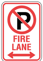 No Parking Fire Lane Double Arrow Symbol   Sign - 12x18