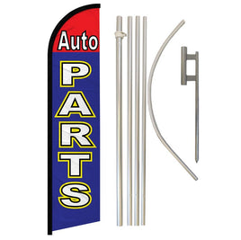 Auto Parts (Red & Blue) Windless Banner Flag & Pole Kit