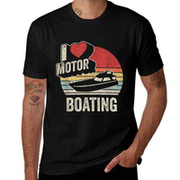 Vintage Retro I Love Motor Boating Funny Boater  Trendy Pattern T-Shirt