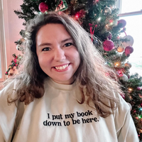 Embroidered Basic Fleece - I Put My book Down to Be Here