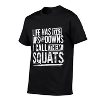 Funny Fitness Gym Workout Weights Squat Men Women  Rolled Sleeves T-Shirt