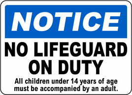 Notice No Lifeguard On Duty Sign