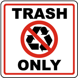 Trash Only Signs with symbol