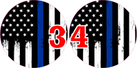 Black and white police American flag headlight decal