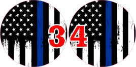 Black and white police American flag headlight decal