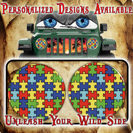 Autism awareness for a round headlight decal. 34