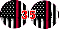 Black and white fire American flag headlight decal