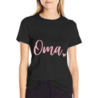 Oma Cute Heart Grandma Womens Pink  Tagless Design T-Shirt
